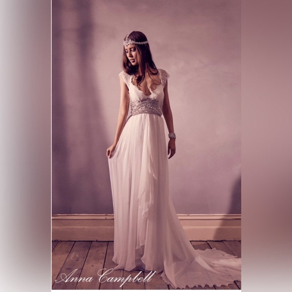 anna campbell bridesmaid dress Floral Embellished ALine Wedding Dress